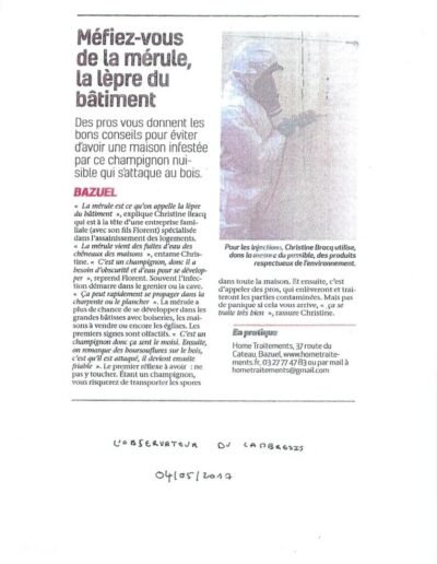 L'Observateur du Cambrésis 04 Mai 2017 Mérule