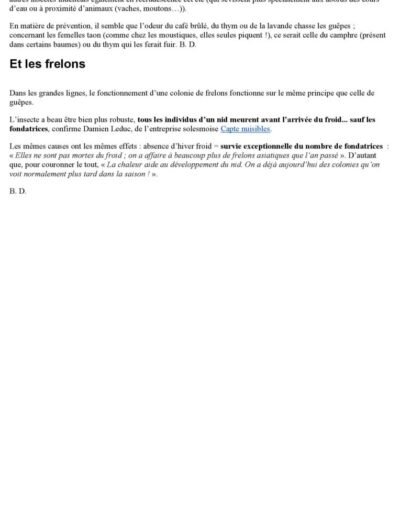 La Voix du Nord 21 Juillet 2022 Article guêpes 3